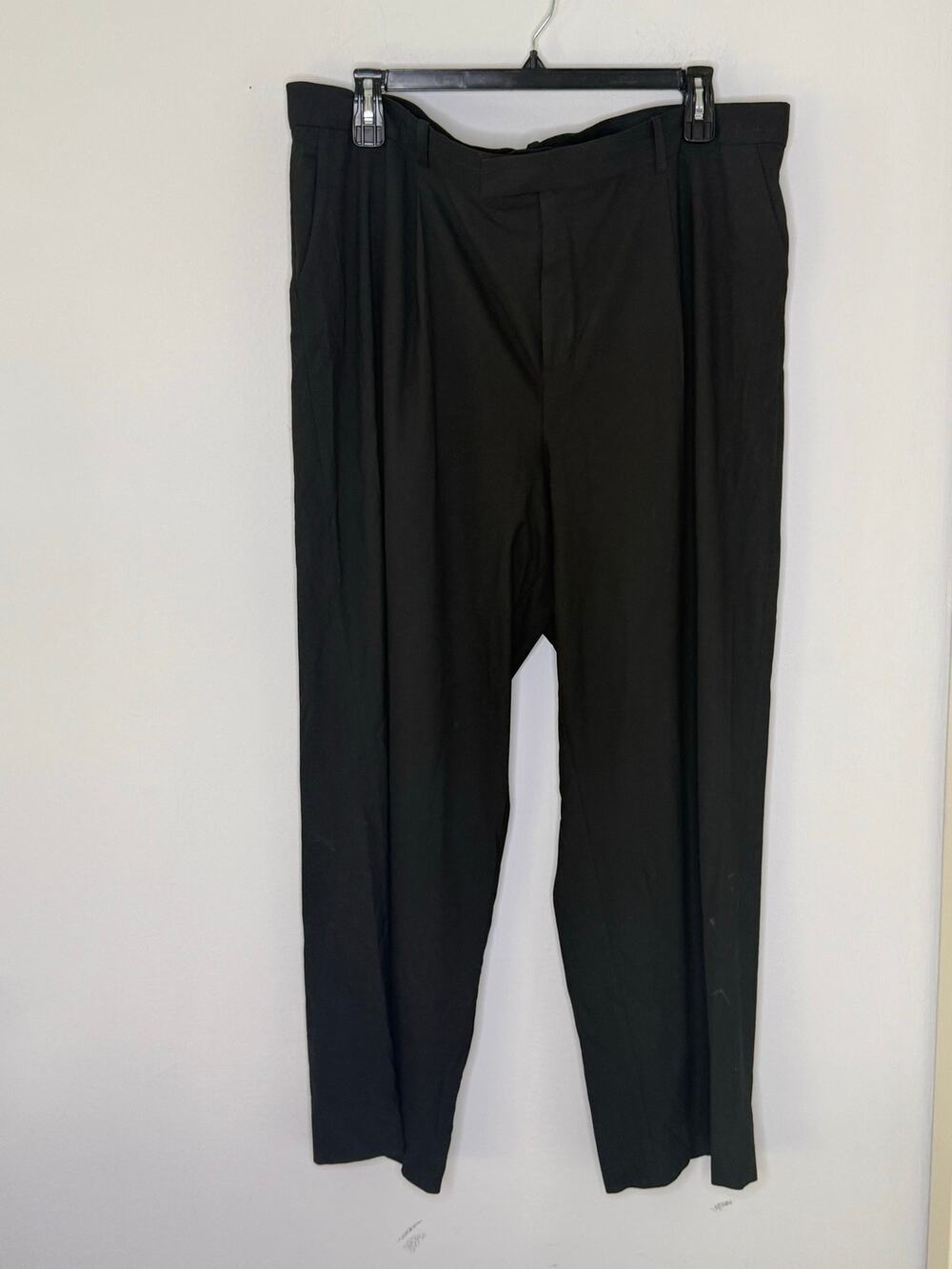 Mango Black Viscose Wide Leg High Rise Pleated Front Lightweight Trousers Sz 18